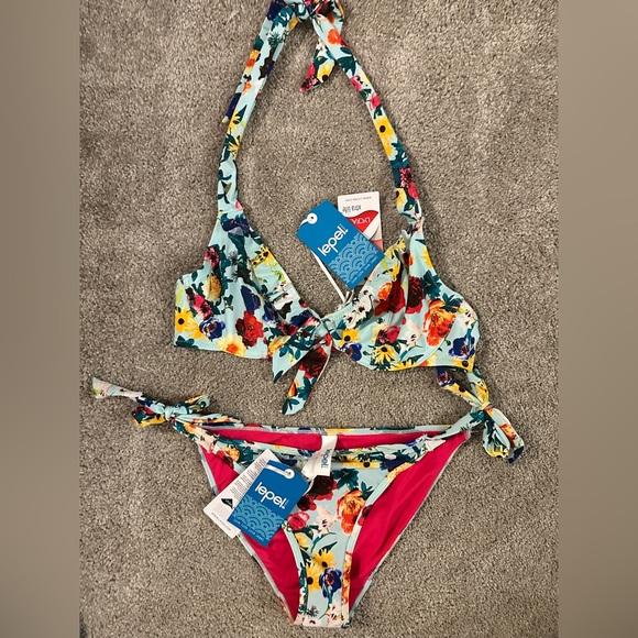 👙 Lepel Flower Power Ruffle Halter Bikini 32B UK 8/US 4 NWT - Picture 1 of 13